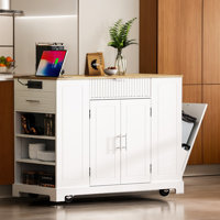 Rolling Kitchen Islands On 5 Wheels, Fluted Kitchen Island by Lark Manor