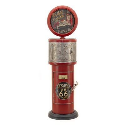70.5" Tall Old Style Gas-Pump-Shaped Wine Rack in Red "Route 66" by Williston Forge