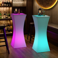 Wrought Studio™ Led Light Up Bar Table, 16 Rgb Colors Changing Light With Remote Control, Ip65 Waterproof Rechargeable Luminous Furniture Stool Table, by Wrought Studio