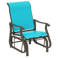 Outdoor Glider Chair, Gliders for Outside Patio with Steel Frame and Mesh Fabric for Backyard, Garden, and Porch by Charlton Home