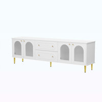 Console Table with Five Metal Legs and Metal Handles, 2 Drawers and 2 Cabinets by Everly Quinn