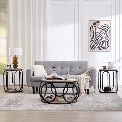 3 - Piece Modern Industrial Living Room Table Set by 17 Stories