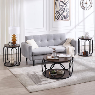 3 - Piece Modern Industrial Living Room Table Set by 17 Stories