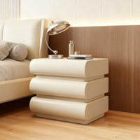 19.7-inch French high-end warm white three-drawer bedroom bedside table, living room side table, full cabinet microfiber leather wrap by Brayden Studio