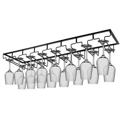 Wine Glass Rack Under Cabinet, 8 Row Extreme Large Stemware Hanger, Metal Wine Glass Holder, DIY Bar Glass Storage Rack For Bar Counter, Kitchen, Scre