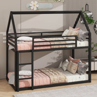 Metal House Bunk Bed With Built-In Ladder by Harper Orchard