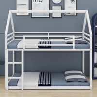 Metal House Bunk Bed With Built-In Ladder by Harper Orchard