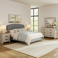 4-Piece Bedroom Set: Queen Bed Frame with Headboard, 2 Nightstands, and 6-Drawer Dresser, Rustic Charm by Winston Porter