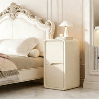 French light luxury champagne color double drawer solid wood narrow edge bedside table, living room side table, the cabinet is fully wrapped with micr by Ebern Designs