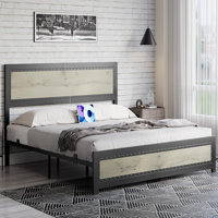 Industrial Platform Bed Frame With Charge Station, No Box Spring Needed by Williston Forge