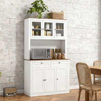 Multifunctional Kitchen Storage Cabinet with Microwave Shelf and Adjustable Shelves