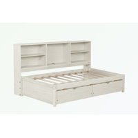 Twin Size Bed Frame With Side Bookshelves, Two Drawers and Built-in USB Port by Latitude Run
