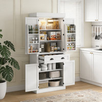 HOMCOM 71" Kitchen Pantry Cabinet with Motion Sensor Light, Tall Storage Cabinet with 6 Door Shelves, a Drawer & 4 Adjustable Shelves, for Living Room