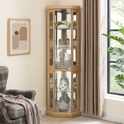 Corner Lighted Curio Cabinet Corner Glass Cabinet by Winston Porter