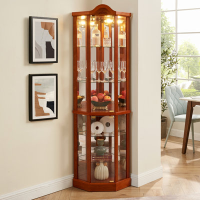 Glass Cabinet Lighted Corner Cabinet by Winston Porter