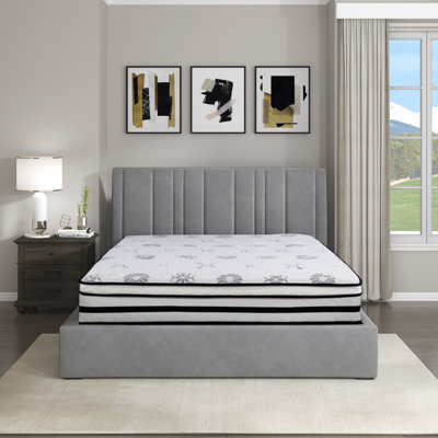Galindo 12" Modern & Contemporary Hybrid Mattress with Adaptive Breathable Fabric, Pocket Coil System, Green Tea Infused Cover by Arsuite