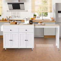 51.1" Wide Kitchen Island With Extendable Top by Lark Manor