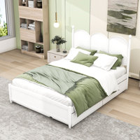 Giavana Queen-Sized Bed with Headboard, Built-in Storage, and Pull-Out Twin XL Trundle by Lark Manor