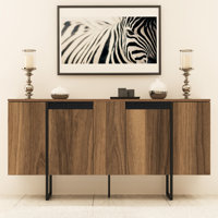 Flavell Modern Media Console And High Tv Stand, Adjustable Shelves, Metal Legs And Large Storage by Millwood Pines