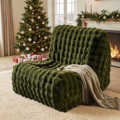 Nathasa Bean Bag Chairs for Adults, Faux Fur Giant Bean Bag Chairs with Memory Foam, Cozy Large Floor Lazy Chair Indoor, Comfy Corner Sofa for Living by Ivy Bronx