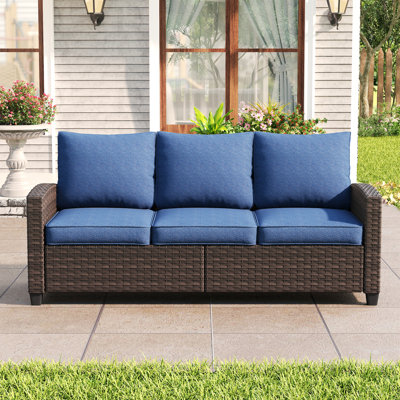 3-seater Patio Wicker Sofa Chairs with Cushions by Winston Porter