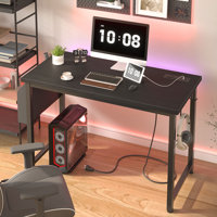 Writing Desk With Power Outlets Rectangle Computer Desk by Ebern Designs