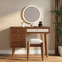 Cavedo Set Bohemian Style Makeup Set With 4 Drawers, Charging Plug, Usb Port And Stool by Bay Isle Home
