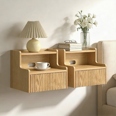 Floating Nightstand With Decorative Embossed Pattern by Ebern Designs