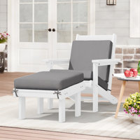 High Density Polyethylene Adirondack Chair With Cushions and Ottoman by Dovecove