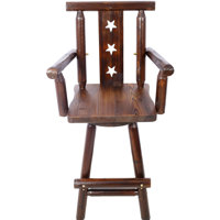 Alfordsville Rustic Bar Stool - Fir Wood Construction, Chair with Footrest,Wide Armrest, Rustic Kitchen Stool, Tall Bistro Chair for Dining Room, Rest by Ophelia & Co.