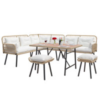 Bay Isle Homeâ„¢ 10PCS Patio Sofa Set Furniture Outdoor Rectangle Table Dining Set Light Grey Cushion by Bay Isle Home