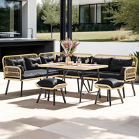 Bay Isle Homeâ„¢ 10PCS Patio Sofa Set Furniture Outdoor Rectangle Table Dining Set Light Grey Cushion by Bay Isle Home