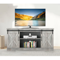 Entertainment Center With Storage And Sliding Barn Doors, Modern Media Tv Console by Gracie Oaks