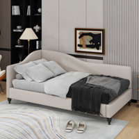 L-Shaped Linen Daybed, With Solid Wood Legs