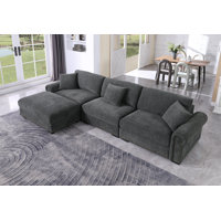Oliver Modern Style Upholstered Large 3 Seats Seville Couch With Ottoman by Red Barrel Studio