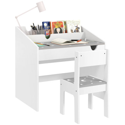 Kids Desk and Chair Set, Student Writing Desk for Bedroom & Study Room with Storage, Aged 3-6 Years, Gray by Harriet Bee
