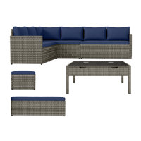 9 Pieces Patio Furniture Set Outdoor Wicker Sectional Sofa Conversation Set by Ebern Designs