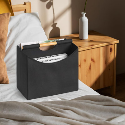 Magazine Holders, Foldable Magazine File Holder With Handle Magazine Rack Floor, Newspaper Magazine Storage, Book Bins File Folder For Home Office ,Bl by Latitude Run