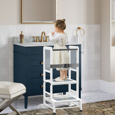 Khaloni 2-step Stool For Toddler And Kids Adjustable Height With Non-slip Pad by Harriet Bee