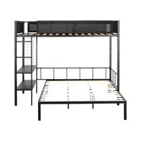 Metal Twin over Full Bunk with Shelves & Grid Panel/ Sturdy Metal Bed Frame/ Noise-free Wood Slats by Isabelle & Max