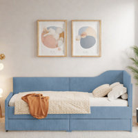 Crain L-shaped Upholstered Daybed With 2 Storage Drawers by Latitude Run