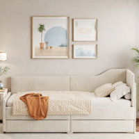 Crain L-shaped Upholstered Daybed With 2 Storage Drawers by Latitude Run