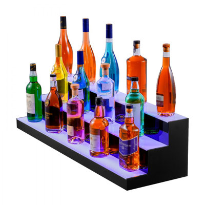 LED Lighted Liquor Bottle Display Bar Shelf RF & App Control 3-Step