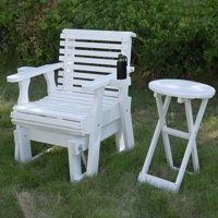 Consetta Outdoor Seating Group With Side Table, Solid Wood Glider Chair by August Grove