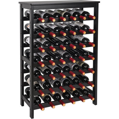42 Bottles Bamboo Wine Rack,7-Tier Wine Rack Freestanding Floor With Table Top, Wine Storage Shelf For Kitchen Dining Room Bar by Red Barrel Studio