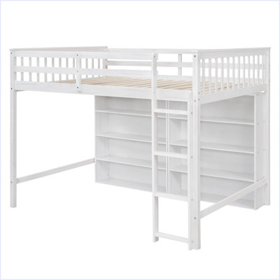 Loft Bed With 8 Open Storage Shelves And Built-In Ladder by Harriet Bee