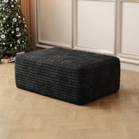 Corduroy Sofa Ottoman with Foam-Filled, No Assembly Required Upholstered Bench/Footstool, Soft Textured Fabric by Mercer41