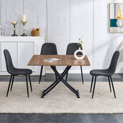 Foldable Cross Legs Dining Table Set by 17 Stories