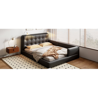 Upholstered Platform Bed With 2 Reading Lights by Grovelane