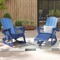 Hdpe Adirondack Folding Rocking Chair With Retractable Ottoman And Cup Holders by Rosecliff Heights